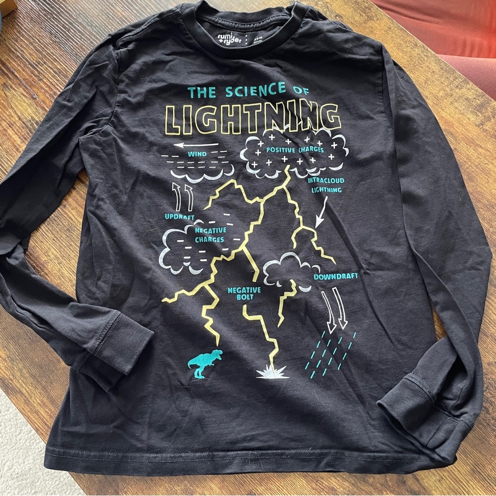 Rumi and Ryder Black Long Sleeve Lightning Tee